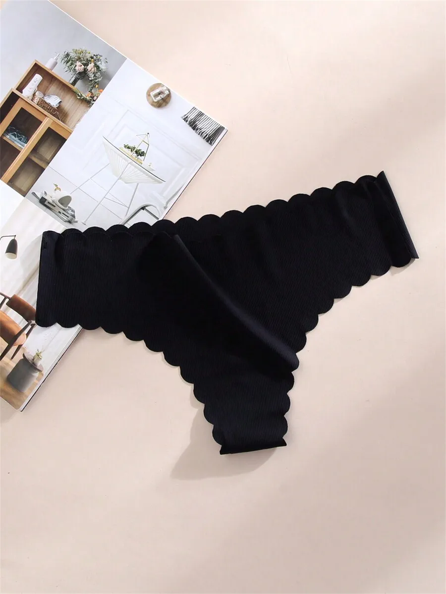 Women Thongs Solid Ice Silk Ribbed Low Waist Panties With Wave Edge No Trace Underwear Black
Women Thongs Solid Ice Silk Ribbed Low Waist Panties With Wave Edge No Trace Underwear Black