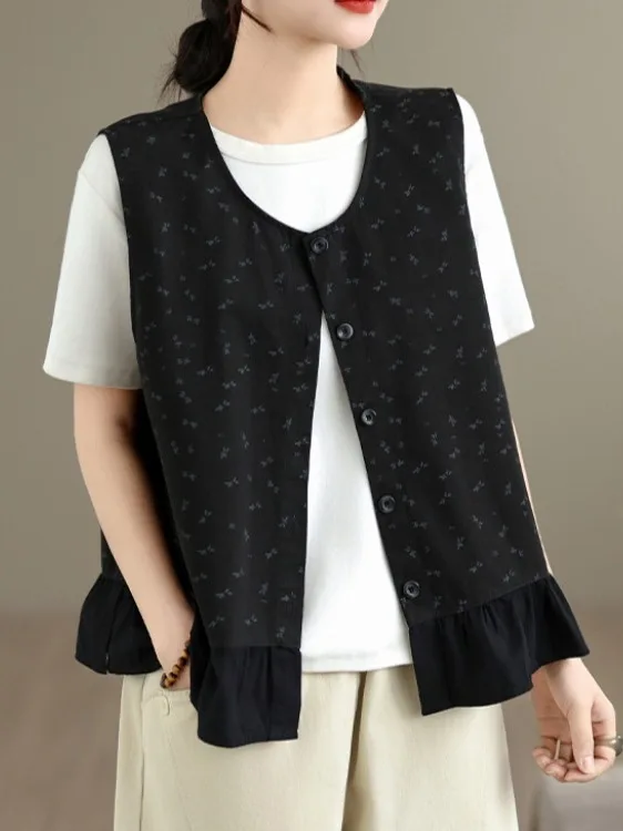 Retro Oversized Layered Vest Women's plus Size Spring Summer Print Design Blouse Outerwear Floral Casual Style
Retro Oversized Layered Vest Women's plus Size Spring Summer Print Design Blouse Outerwear Floral Casual Style