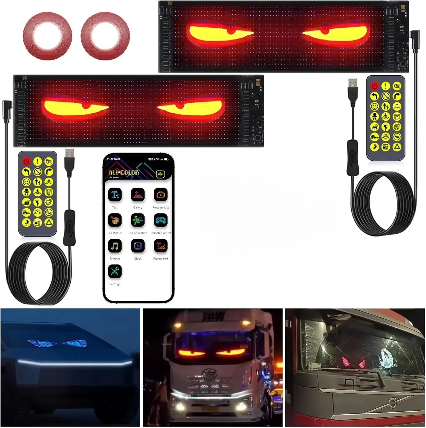 LED Devil Eyes Panel for Cars Trucks Programmable Matrix Panel Remote Control New Condition Flex Other Car Light Accessories
LED Devil Eyes Panel for Cars Trucks Programmable Matrix Panel Remote Control New Condition Flex Other Car Light Accessories