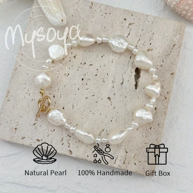 MYSOYA 8-9mm White Baroque Freshwater Pearl Bracelet For Women And Men With Gift Box Perfect Wedding Birthday Jewelry Gift
MYSOYA 8-9mm White Baroque Freshwater Pearl Bracelet For Women And Men With Gift Box Perfect Wedding Birthday Jewelry Gift
