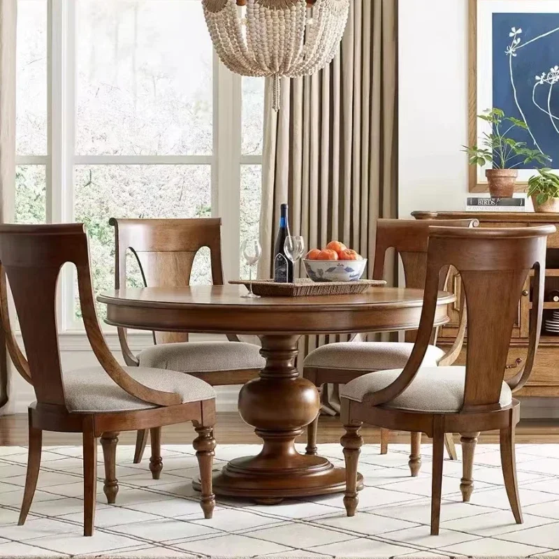 Luxury Solid Wood Round Dining Table Round Chair Combination Small Apartment Rotating Telescopic Walnut
Luxury Solid Wood Round Dining Table Round Chair Combination Small Apartment Rotating Telescopic Walnut