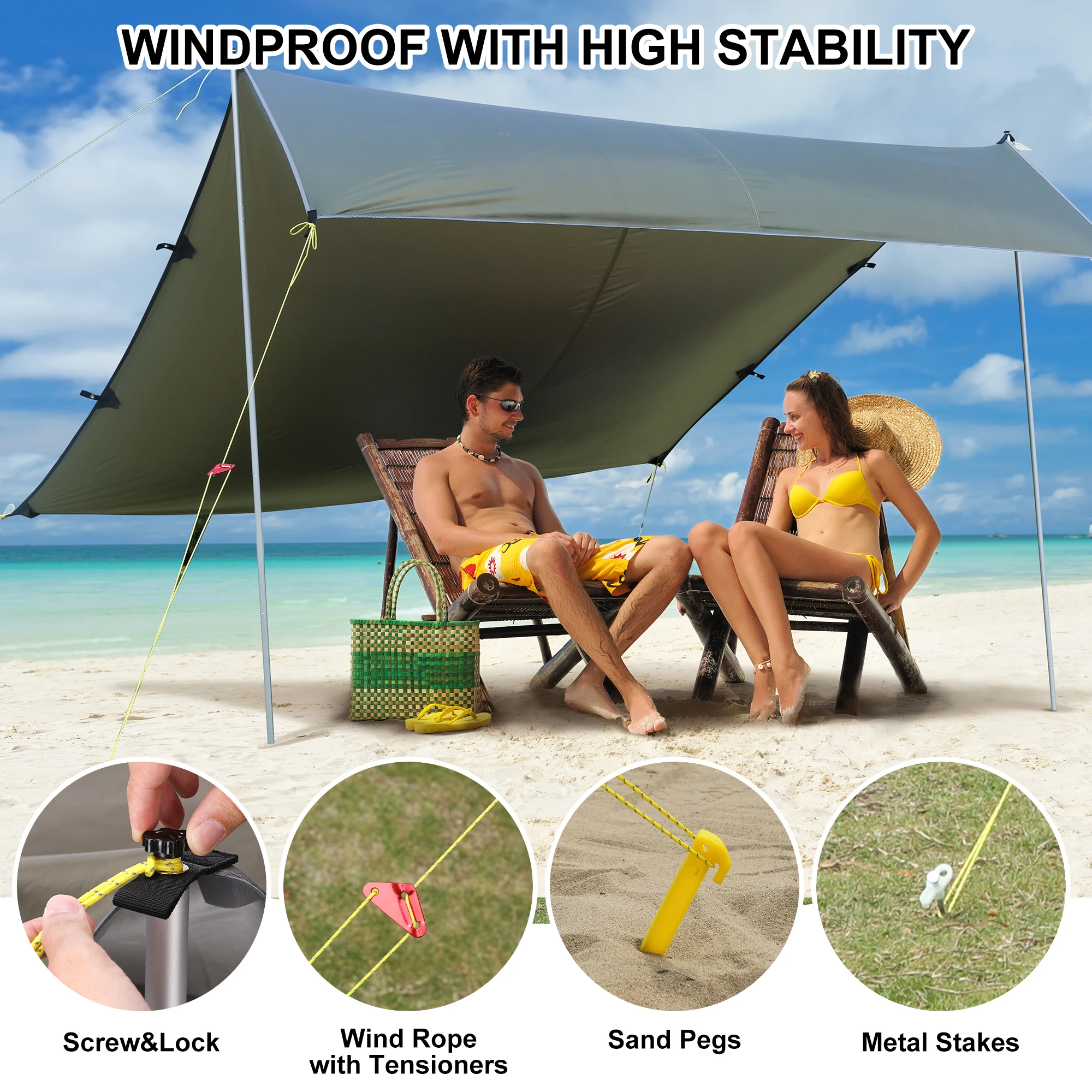 Waterproof Camping Tent Tarp Awning Sun Shelter Outdoor Hammock Tent Tarp Shelter for Beach Camping Hiking 13.1X9.2FT Tarp
Waterproof Camping Tent Tarp Awning Sun Shelter Outdoor Hammock Tent Tarp Shelter for Beach Camping Hiking 13.1X9.2FT Tarp