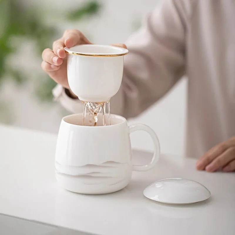 Чайная кружка из белого фарфора «Нефритовая овца» с фильтром для чая «Дальние горы», ретро-кружка с заварочным ситечком, для заваривания чая, офисная кружка для воды
Чайная кружка из белого фарфора «Нефритовая овца» с фильтром для чая «Дальние горы», ретро-кружка с заварочным ситечком, для заваривания чая, офисная кружка для воды