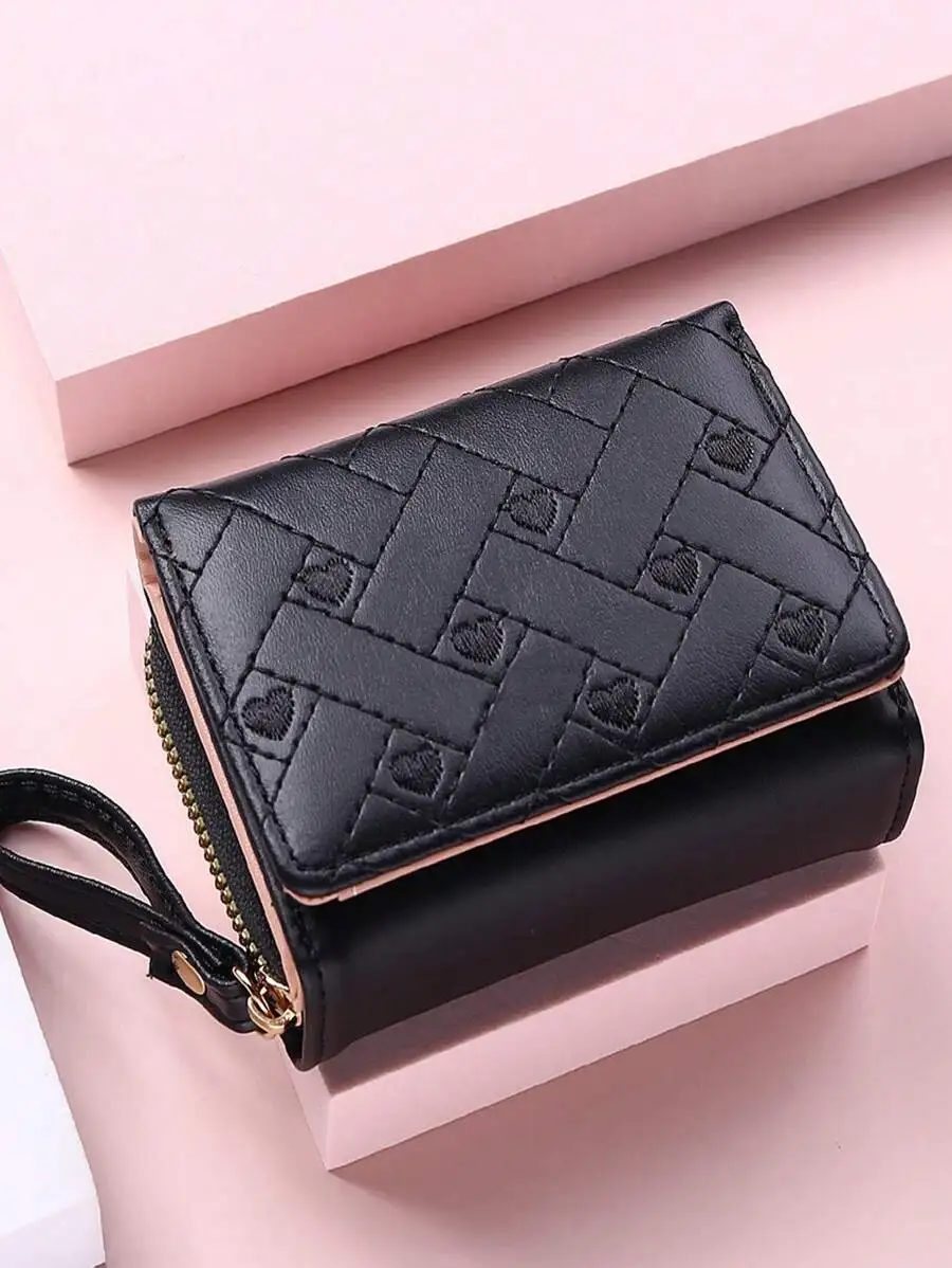 Women's Fashionable Embroidered Heart Pattern Multicard Short Wallet Portable Cash White-Collar Workers For Female College Work
Women's Fashionable Embroidered Heart Pattern Multicard Short Wallet Portable Cash White-Collar Workers For Female College Work