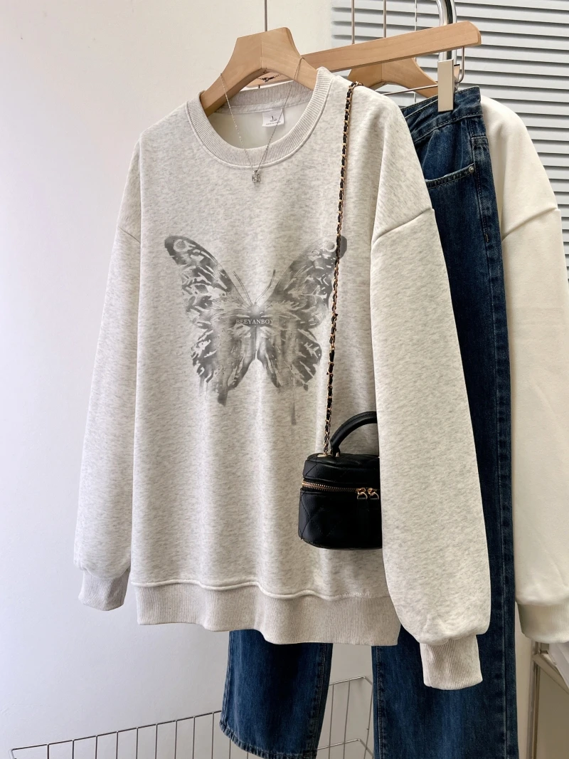 2023 Autumn Women's Pullover Hoodie Fashion Butterfly Design Street Hoodie Women's Round Neck Loose Pullovers Top
2023 Autumn Women's Pullover Hoodie Fashion Butterfly Design Street Hoodie Women's Round Neck Loose Pullovers Top