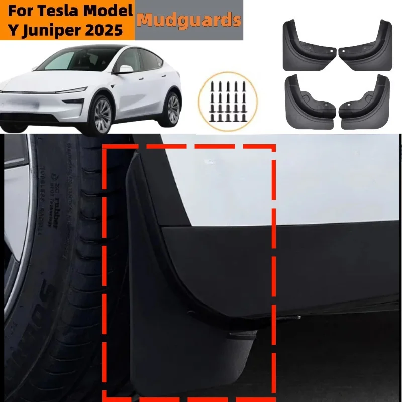 4 PCS Car Fender For Tesla Model Y Juniper 2025 Anti-splash Mud Flap Guard Mudflaps Front Rear Mudguards Tools Auto Accessories 
4 PCS Car Fender For Tesla Model Y Juniper 2025 Anti-splash Mud Flap Guard Mudflaps Front Rear Mudguards Tools Auto Accessories