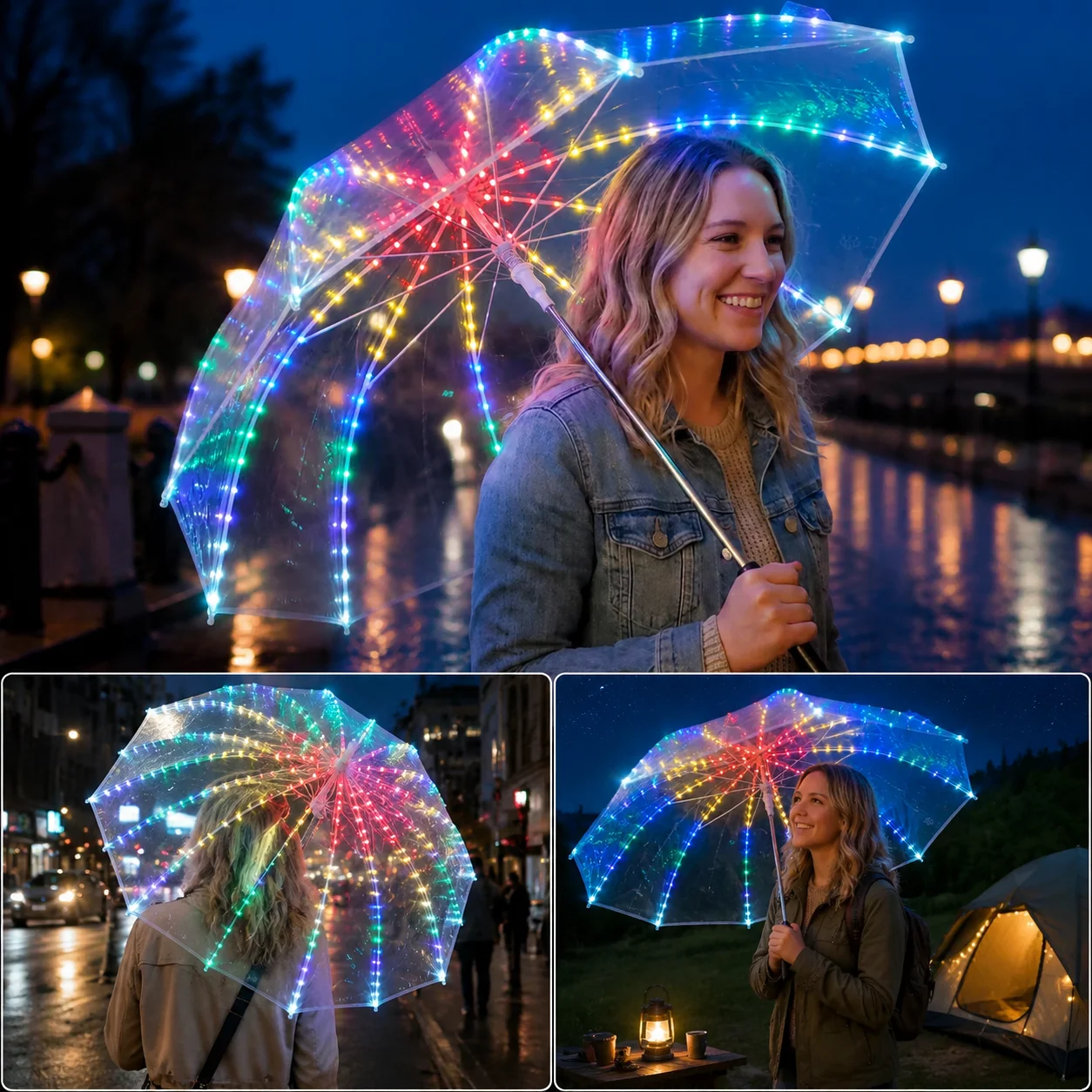 Creative Light-Up Umbrella: 8-Rib Transparent Outdoor Prop Umbrella (Sold without batteries)
Creative Light-Up Umbrella: 8-Rib Transparent Outdoor Prop Umbrella (Sold without batteries)