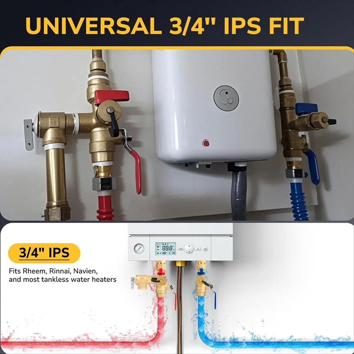 3/4Inch FIP X 3/4Inch FIP IPS Isolator Tankless Water Heater Service Valve Kit, with Pressure Relief Valve
3/4Inch FIP X 3/4Inch FIP IPS Isolator Tankless Water Heater Service Valve Kit, with Pressure Relief Valve