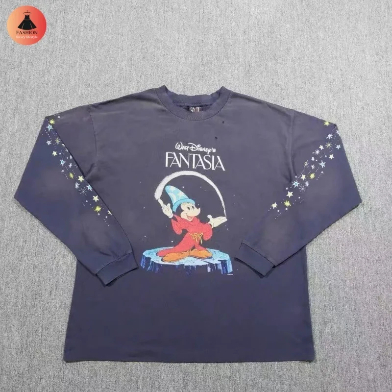 SAINT Vintage Blue Broken FANTASIA TEE 25SS Высококачественная потертая мужская женская свободная футболка в стиле хип-хоп с длинным рукавом
SAINT Vintage Blue Broken FANTASIA TEE 25SS Высококачественная потертая мужская женская свободная футболка в стиле хип-хоп с длинным рукавом