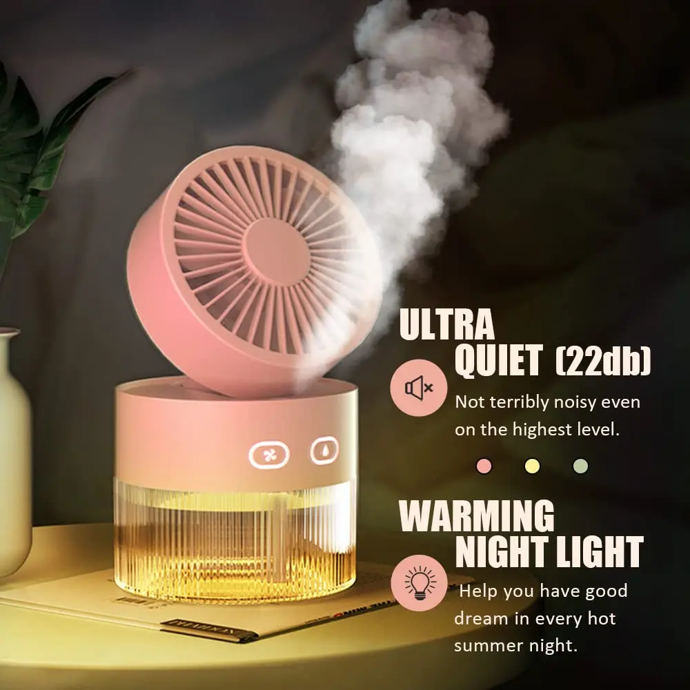 3 in 1 Aroma Diffuser Fan with Night Light 3 Speeds Cooling Spray Humidifier 350ml Water Tank Portable for Car Travel Home
3 in 1 Aroma Diffuser Fan with Night Light 3 Speeds Cooling Spray Humidifier 350ml Water Tank Portable for Car Travel Home