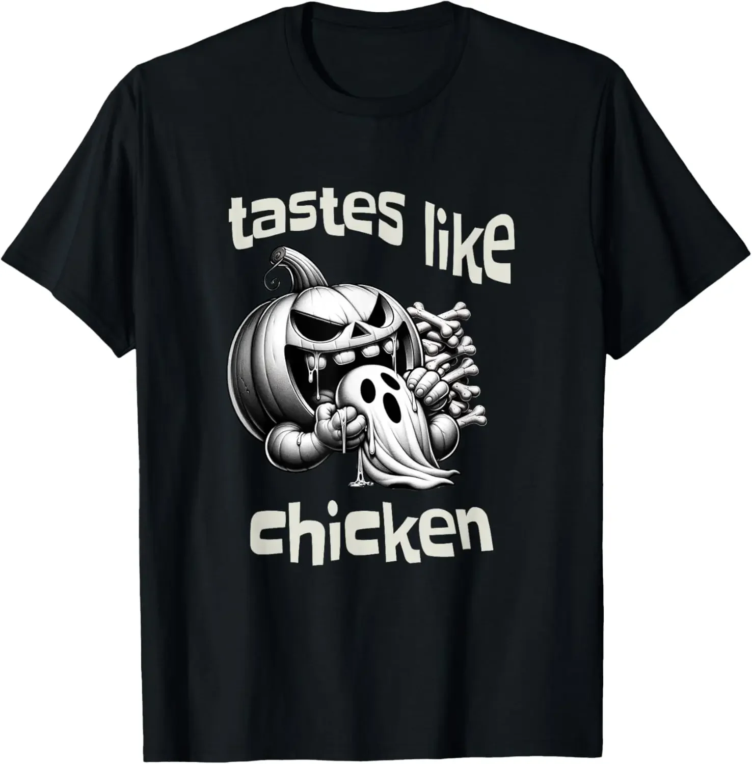 Funny Pumpkin Eating Ghost Tastes Like Chicken Halloween Graphic Tee Soft Cotton T-Shirt
Funny Pumpkin Eating Ghost Tastes Like Chicken Halloween Graphic Tee Soft Cotton T-Shirt