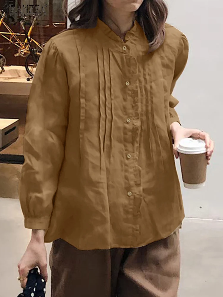 ZANZEA Women Casual Shirts Vintage Fashion Pintuck Long Puff Sleeve Ruffled Trim Chemises Femme 2025 Spring Solid Commute Tops
ZANZEA Women Casual Shirts Vintage Fashion Pintuck Long Puff Sleeve Ruffled Trim Chemises Femme 2025 Spring Solid Commute Tops