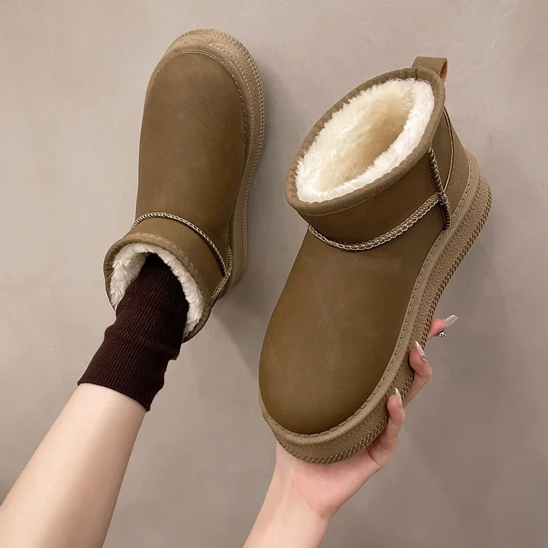 Women Ankle Boots Autumn Winter Warm Snow Boots Fashion Cross-Tied Genuine Leather Flats Platforms Shoes Woman Leisure Boots
Women Ankle Boots Autumn Winter Warm Snow Boots Fashion Cross-Tied Genuine Leather Flats Platforms Shoes Woman Leisure Boots