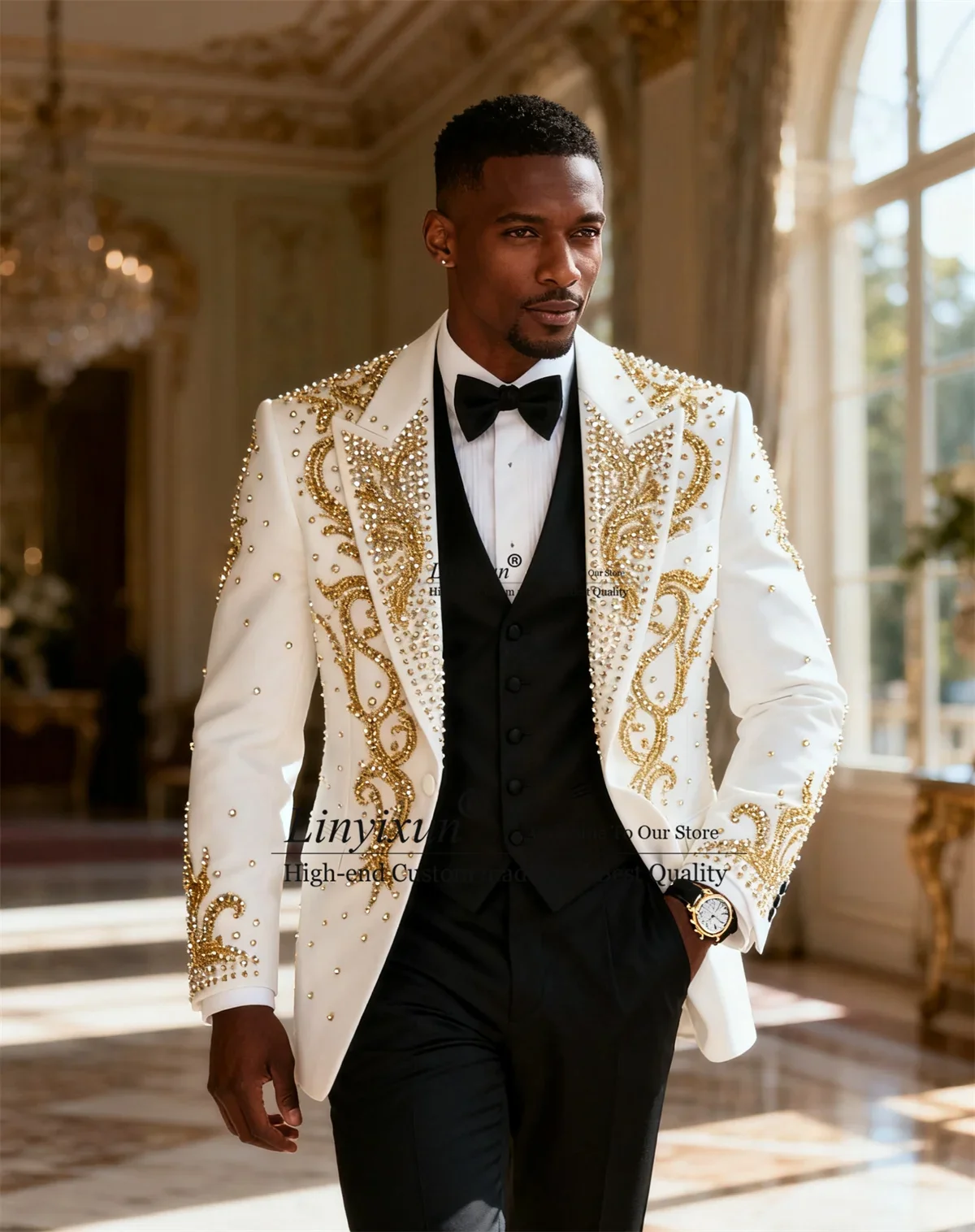 Формальные свадебные костюмы для мужчин, комплекты из 3 предметов, мужские пиджаки для жениха, приталенные Ropa hombre, формальные смокинги со стразами и бриллиантами по индивидуальному заказу 
Формальные свадебные костюмы для мужчин, комплекты из 3 предметов, мужские пиджаки для жениха, приталенные Ropa hombre, формальные смокинги со стразами и бриллиантами по индивидуальному заказу