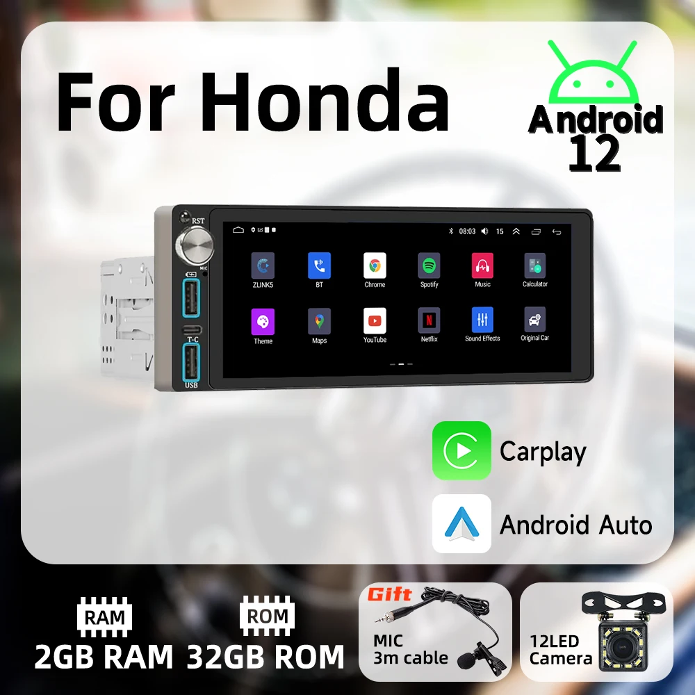 Carplay Android Auto 1 Din Radio Android Car Multimedia for Honda 6.86" Screen Stereo Head Unit Autoradio GPS Navigation BT Wifi
Carplay Android Auto 1 Din Radio Android Car Multimedia for Honda 6.86" Screen Stereo Head Unit Autoradio GPS Navigation BT Wifi