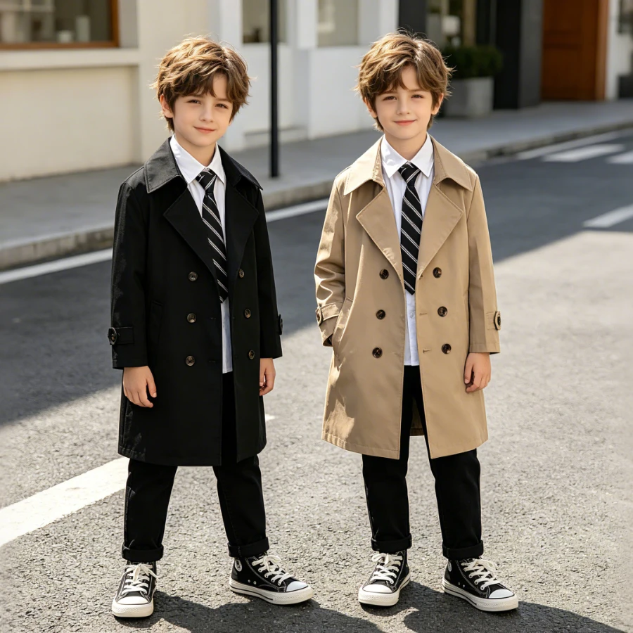 School Boys Mid Trench Coat Lapel Double Breasted Windproof Spring Fall Kids Formal Casual Outerwear Overcoat for 2-14Y Teen Boy
School Boys Mid Trench Coat Lapel Double Breasted Windproof Spring Fall Kids Formal Casual Outerwear Overcoat for 2-14Y Teen Boy