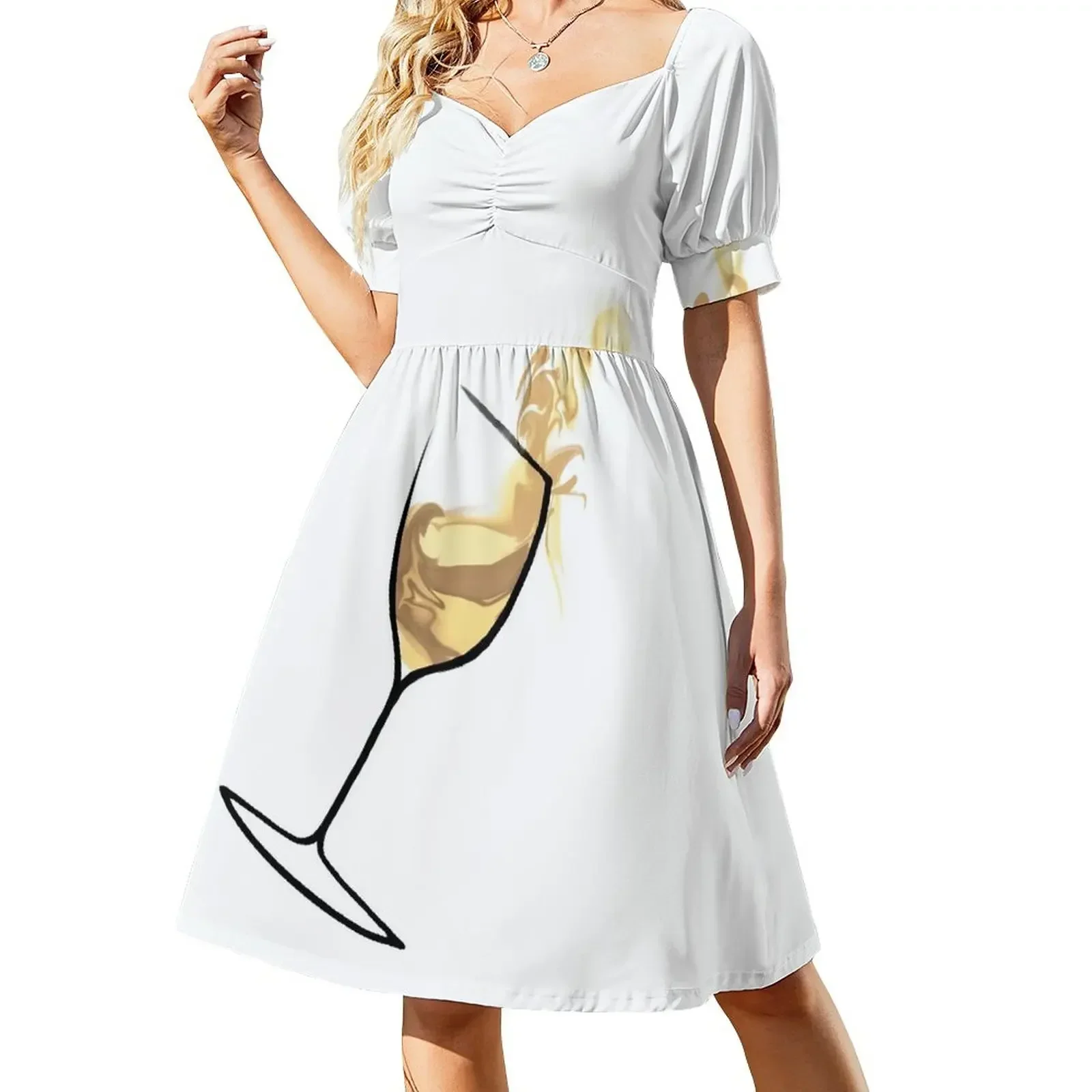 White White Wine Short-Sleeved Dress Women dresses summer elegant women's sets festival outfit women Dress
White White Wine Short-Sleeved Dress Women dresses summer elegant women's sets festival outfit women Dress