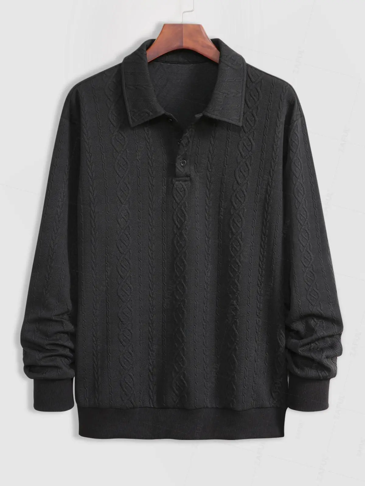 ZAFUL Men's Solid Color Jacquard Textured Half Buttoned Polo Collar Long Sleeves Pullover Sweatshirt
ZAFUL Men's Solid Color Jacquard Textured Half Buttoned Polo Collar Long Sleeves Pullover Sweatshirt