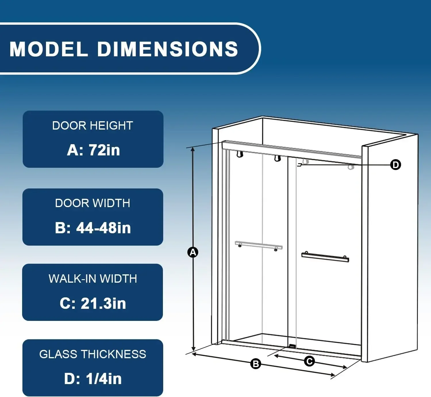 Shower Door 44-48" W x 72" H, Semi-Frameless Sliding Glass Shower Door, 1/4" (6mm) SGCC Tempered Glass Bathroom Sliding Door, Ma
Shower Door 44-48" W x 72" H, Semi-Frameless Sliding Glass Shower Door, 1/4" (6mm) SGCC Tempered Glass Bathroom Sliding Door, Ma