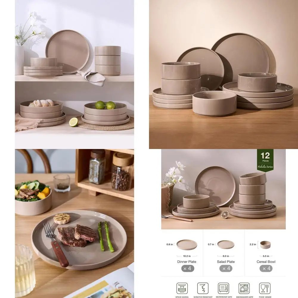 12-Piece Cinnamon Brown Dinnerware Set, Elegant Plates and Bowls for 4
12-Piece Cinnamon Brown Dinnerware Set, Elegant Plates and Bowls for 4