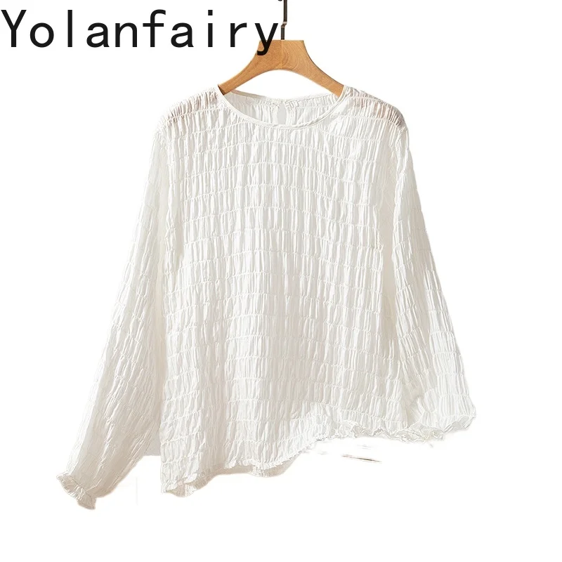 YOLANFAIRY 93% Real Mulberry Silk T Shirts Woman 2025 Summer Lady Tops and Blouses O-neck Long Sleeve Tees White T Shirt Damen
YOLANFAIRY 93% Real Mulberry Silk T Shirts Woman 2025 Summer Lady Tops and Blouses O-neck Long Sleeve Tees White T Shirt Damen