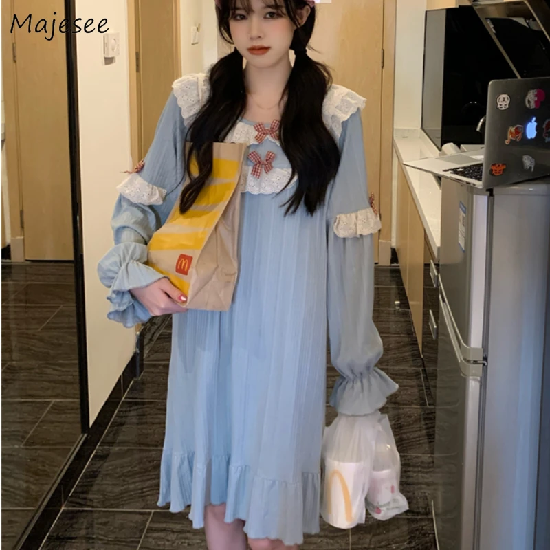Ночные рубашки женские милые для девочек Ulzzang удобная одежда для сна простая дышащая студенческая одежда с оборками молодежная повседневная домашняя одежда с длинным рукавом
Ночные рубашки женские милые для девочек Ulzzang удобная одежда для сна простая дышащая студенческая одежда с оборками молодежная повседневная домашняя одежда с длинным рукавом