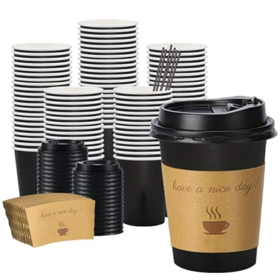 100 pack 12 oz Thickened Coffee Cups with Lids, Scald Resistant Hot Cups with Sleeve and Straw, To Go Coffee Cups for Home, Off
100 pack 12 oz Thickened Coffee Cups with Lids, Scald Resistant Hot Cups with Sleeve and Straw, To Go Coffee Cups for Home, Off