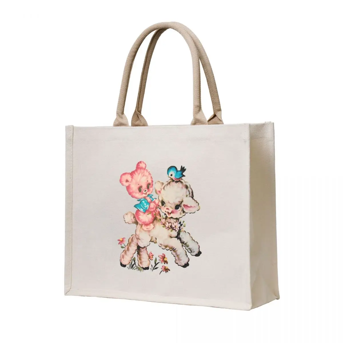 Vintage Kawaii Kitsch Bear Lamb Rushton Meyercord Decal Tote Bag Custom bag cute pouch bag Shopper reusable grocery bags
Vintage Kawaii Kitsch Bear Lamb Rushton Meyercord Decal Tote Bag Custom bag cute pouch bag Shopper reusable grocery bags