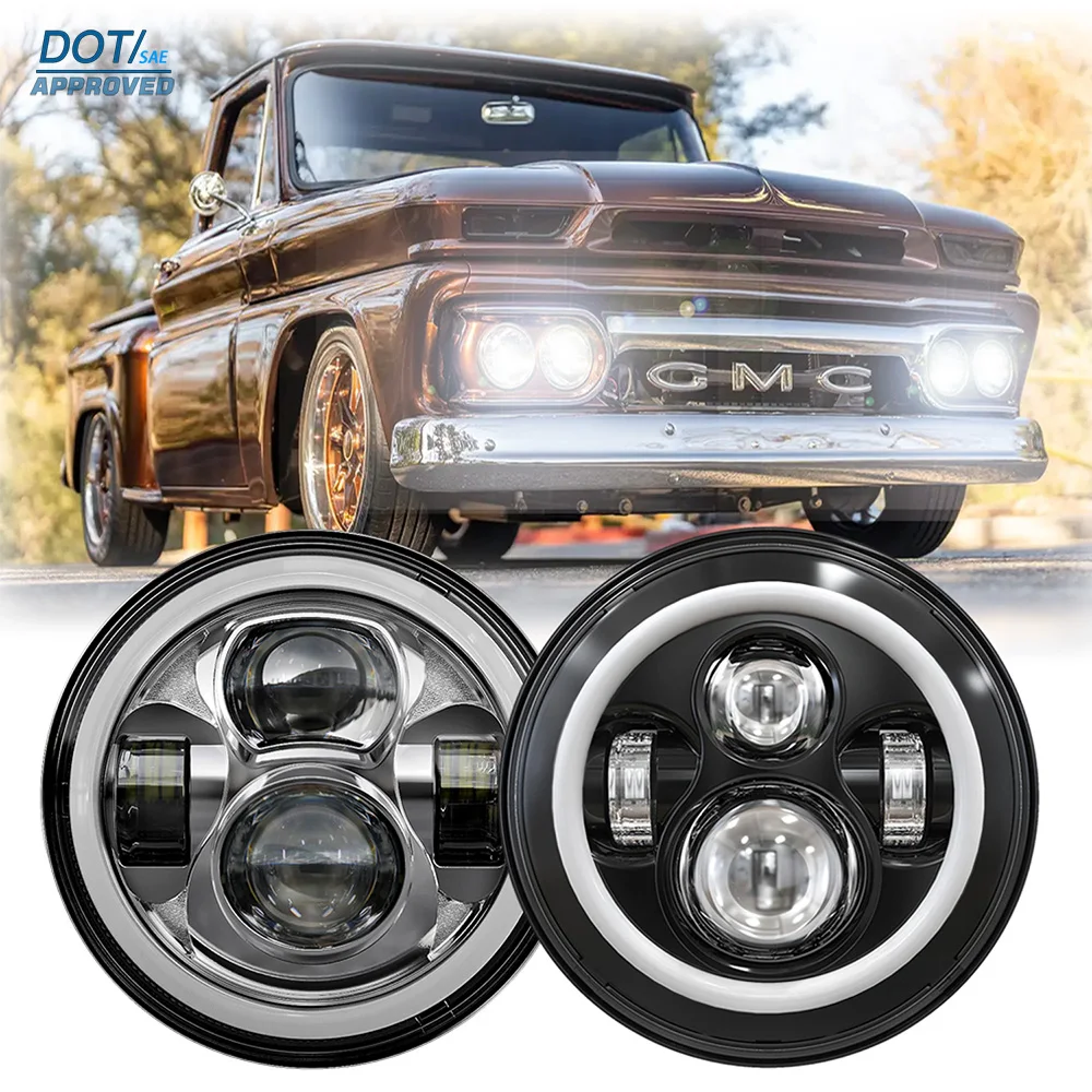 DOT E24 7 Inch Round LED Headlamp For GMC 1000 1500 2500 Series 100-370 3000 3500 1958-1965 Hi-Lo Beam Turn Signal W/ DRL Light
DOT E24 7 Inch Round LED Headlamp For GMC 1000 1500 2500 Series 100-370 3000 3500 1958-1965 Hi-Lo Beam Turn Signal W/ DRL Light