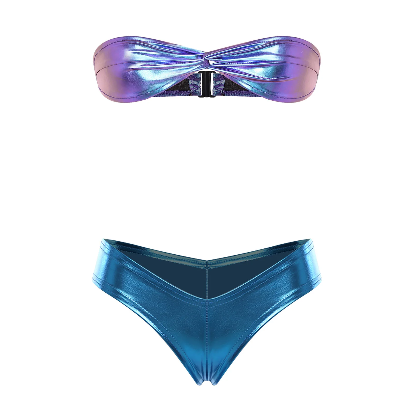 Women Metallic Bikini Sets Bathing Suit Strapless Twisted Knot Back Buckle Bra Top Narrow Crotch Swim Briefs Swimwear Beachwear
Women Metallic Bikini Sets Bathing Suit Strapless Twisted Knot Back Buckle Bra Top Narrow Crotch Swim Briefs Swimwear Beachwear