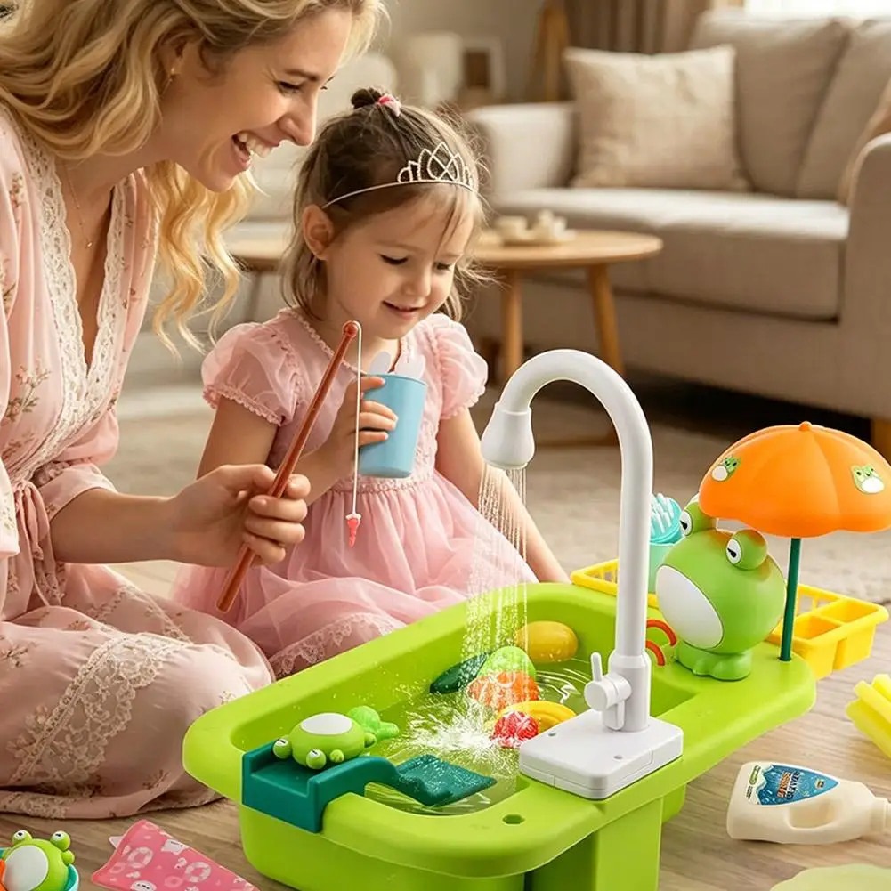 Frog Play Sink Toy for Kids Kitchen Sink Playset with Fishing Game,Playing Pretend Role Housework Early Educational Toys K6Y6
Frog Play Sink Toy for Kids Kitchen Sink Playset with Fishing Game,Playing Pretend Role Housework Early Educational Toys K6Y6