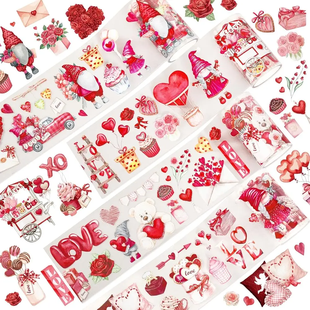 Декоративная клейкая лента PET Washi Tape на День святого Валентина, 39,2 фута, 4 рулона, розовая, красная, с сердечками и гномами, прозрачная, для вырезания и использования в качестве маскирующей ленты
Декоративная клейкая лента PET Washi Tape на День святого Валентина, 39,2 фута, 4 рулона, розовая, красная, с сердечками и гномами, прозрачная, для вырезания и использования в качестве маскирующей ленты
