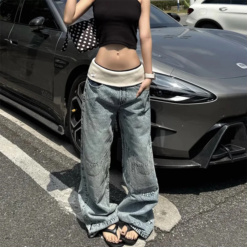 Women Vintage Blue Thread Elastic Waist Baggy Jeans American Retro Washed Denim Pants Streetwear Casual Mom Bf Trousers
Women Vintage Blue Thread Elastic Waist Baggy Jeans American Retro Washed Denim Pants Streetwear Casual Mom Bf Trousers