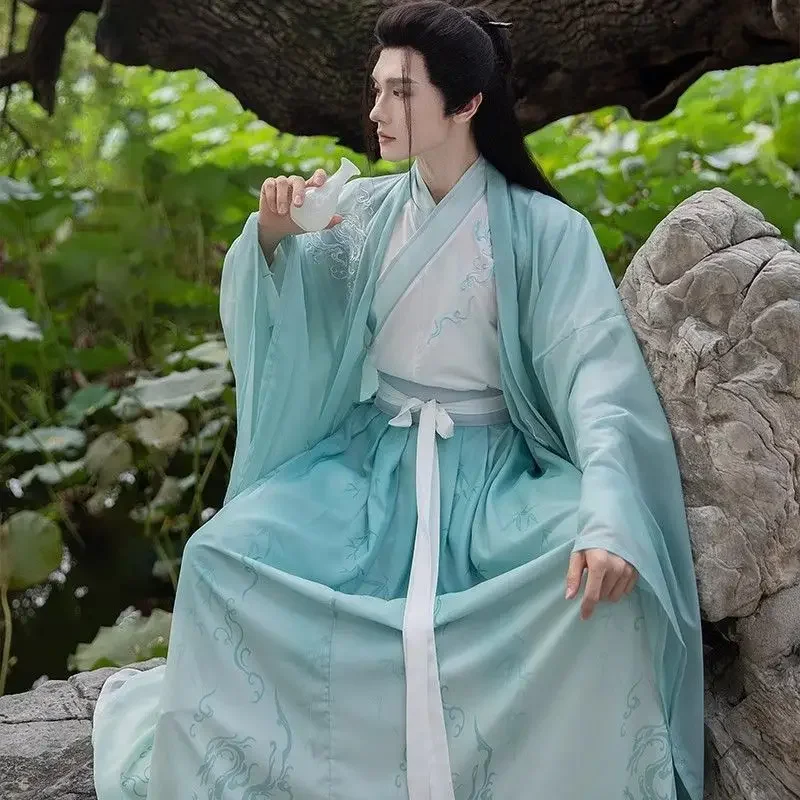 Hanfu Men Chinese Traditional Cosplay Costume Oversized Halloween Cosplay Costume Ancient Print Green Hanfu Shirt+Skirt+Coat
Hanfu Men Chinese Traditional Cosplay Costume Oversized Halloween Cosplay Costume Ancient Print Green Hanfu Shirt+Skirt+Coat