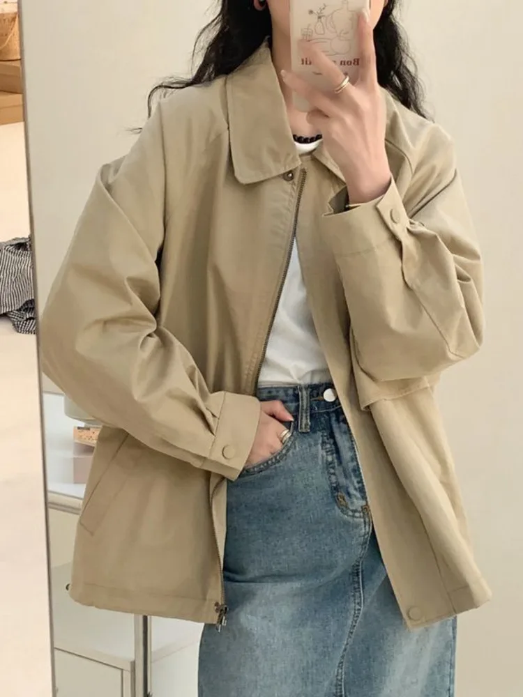 Autumn Vintage Solid Simple Jackets Women Fashion Loose Leisure All-match Spring Cargo Coats Chic Casual Streetwear
Autumn Vintage Solid Simple Jackets Women Fashion Loose Leisure All-match Spring Cargo Coats Chic Casual Streetwear