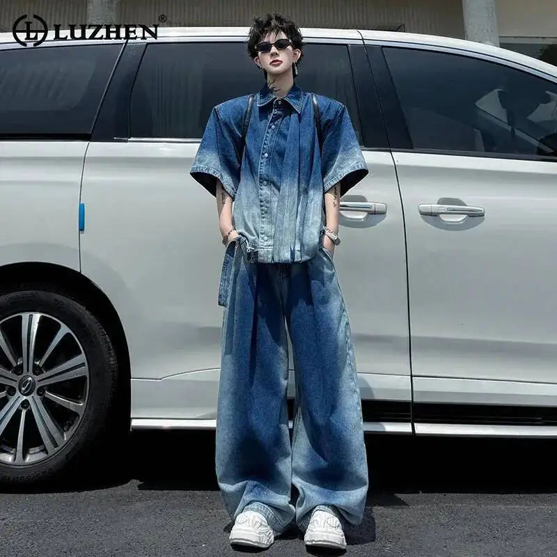 LUZHEN 2026 Summer Trendy Denim Two-piece Sets Men's Original Gradient Washed Short Sleeve Shirts Baggy Wide Leg Jeans JY6802
LUZHEN 2026 Summer Trendy Denim Two-piece Sets Men's Original Gradient Washed Short Sleeve Shirts Baggy Wide Leg Jeans JY6802