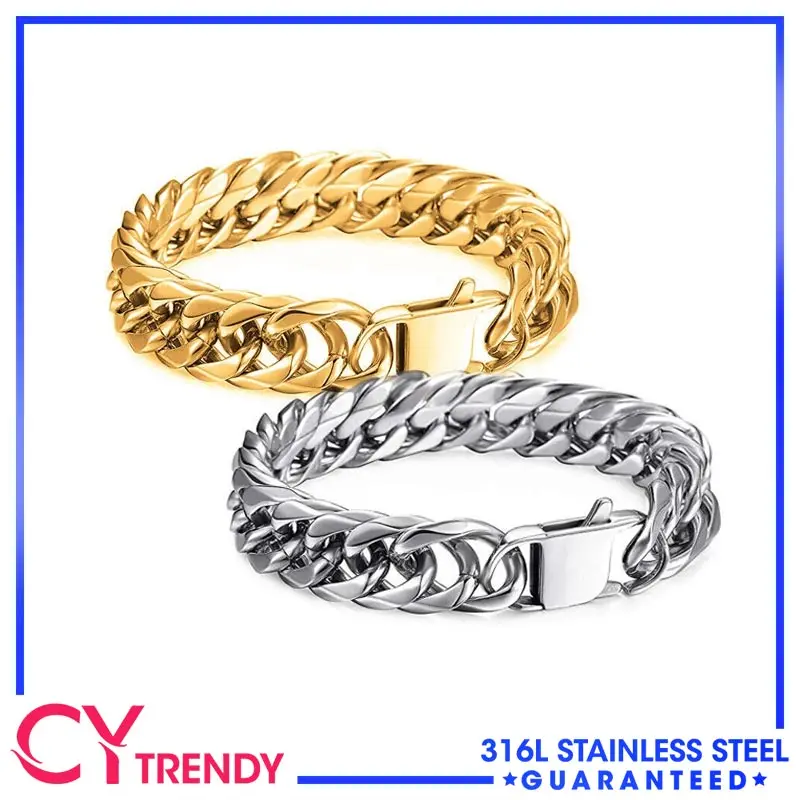 Classic Men's 16mm 21.5cm Stainless Steel Gold Plated Miami Cuban Link Bracelet Chain Accessories Jewelry
Classic Men's 16mm 21.5cm Stainless Steel Gold Plated Miami Cuban Link Bracelet Chain Accessories Jewelry