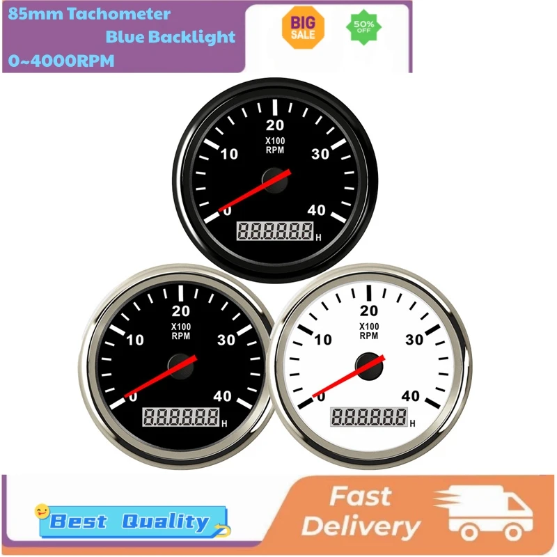 85mm 0-4000RPM Show Tachometers Gauges Lcd Rev Counters with Trip Hourmeters Blue Backlight for Auto Truck Bus Boat Yacht Vessel
85mm 0-4000RPM Show Tachometers Gauges Lcd Rev Counters with Trip Hourmeters Blue Backlight for Auto Truck Bus Boat Yacht Vessel