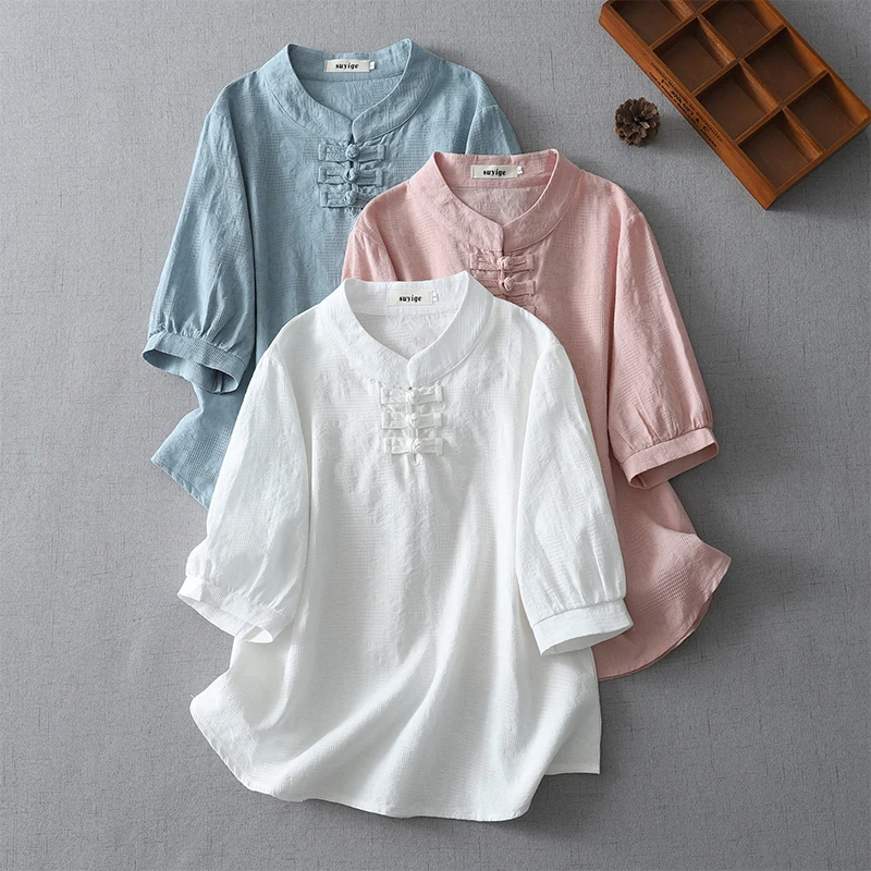 Женская летняя одежда из хлопка и льна в стиле ретро, свободная художественная одежда ort Sve, свободная одежда для чайной церемонии
Женская летняя одежда из хлопка и льна в стиле ретро, свободная художественная одежда ort Sve, свободная одежда для чайной церемонии