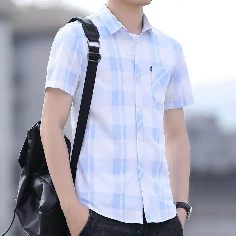 Mens Lapel Collar Plaid Print Short Sleeve Shirt Pocket Embellished Button Down Casual Tops
Mens Lapel Collar Plaid Print Short Sleeve Shirt Pocket Embellished Button Down Casual Tops