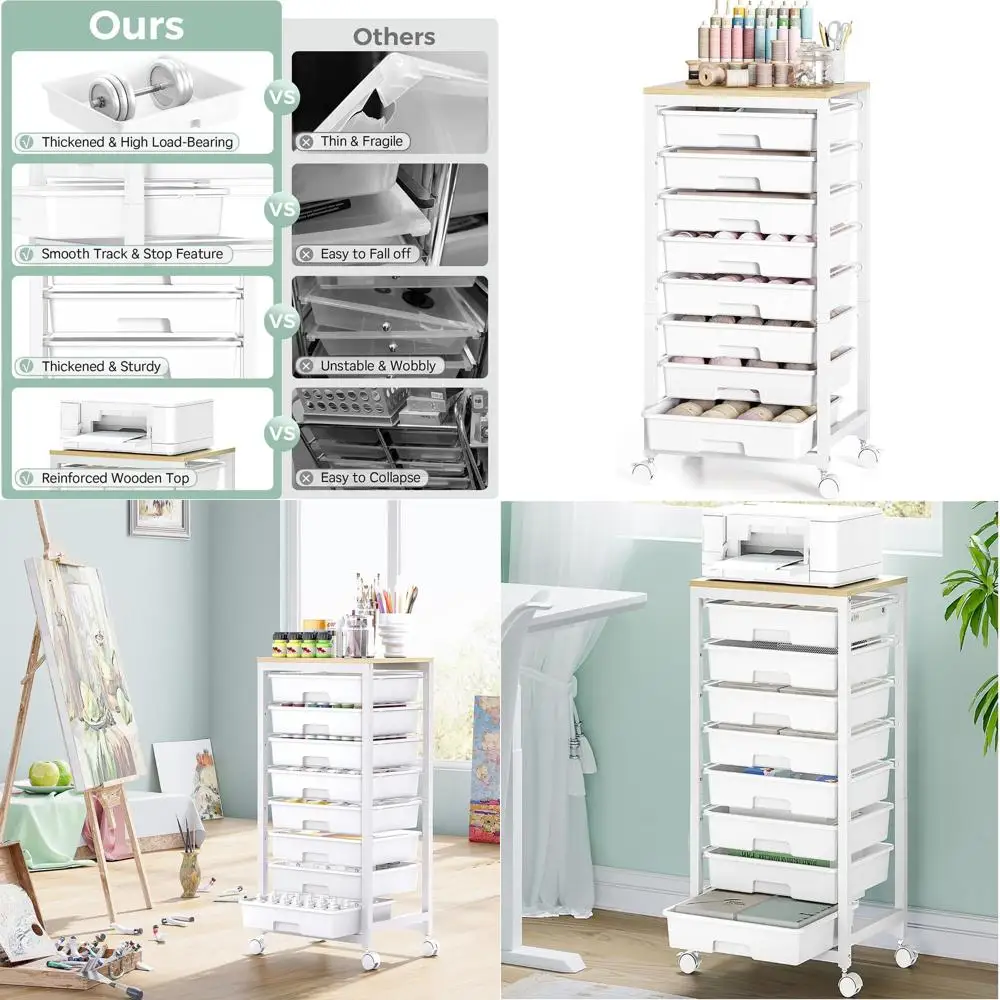 Прочная тележка для хранения с деревянной столешницей и металлическими полками
Прочная тележка для хранения с деревянной столешницей и металлическими полками