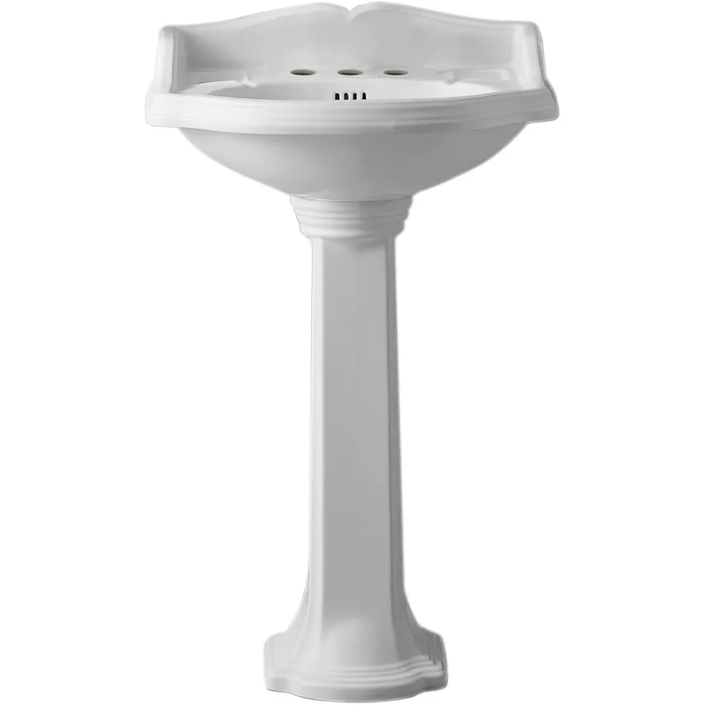 Isabella Collection Traditional Pedestal Sink, Integrated Large Rectangular Bowl, Single Hole Faucet Drilling, Backsplash
Isabella Collection Traditional Pedestal Sink, Integrated Large Rectangular Bowl, Single Hole Faucet Drilling, Backsplash