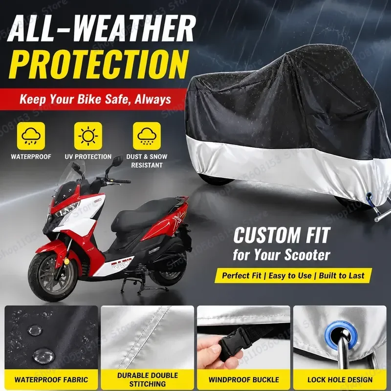 For KYMCO Racing X150 For Motorcycle Cover Waterproof Dustproof UV Resistant All Weather Outdoor Indoor Scooter Cover
For KYMCO Racing X150 For Motorcycle Cover Waterproof Dustproof UV Resistant All Weather Outdoor Indoor Scooter Cover