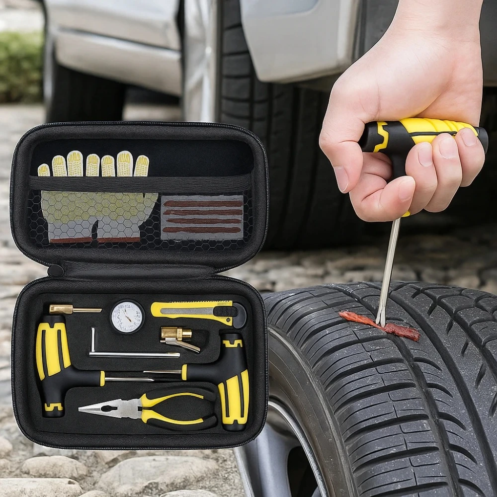 Car Tire Repair Kit Puncture Plug Tools Tyre Puncture Emergency for Tire Strips Stirring Glue Repair Tool Kit Car Accessories
Car Tire Repair Kit Puncture Plug Tools Tyre Puncture Emergency for Tire Strips Stirring Glue Repair Tool Kit Car Accessories