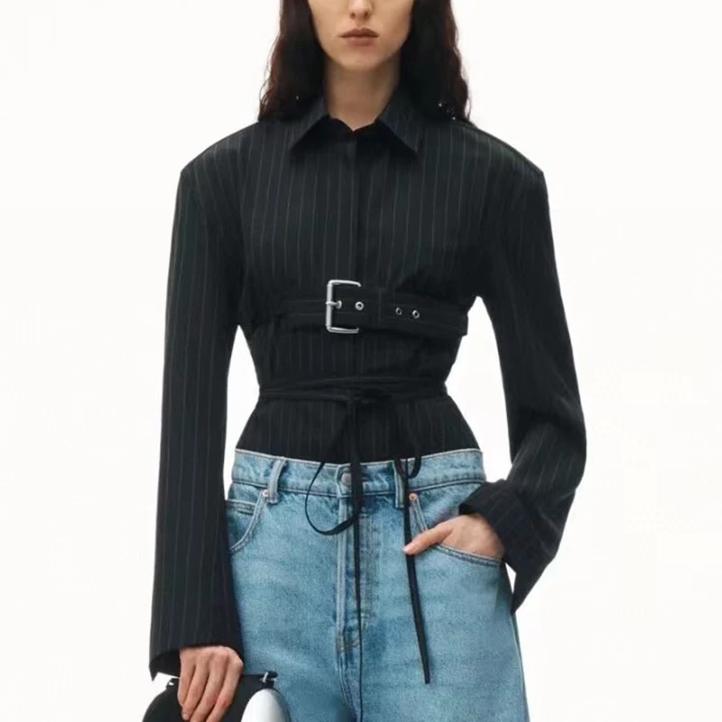 2024 Spring New Striped Belt Women's Shirt Waisted Scoop Cut Long Sleeve Top High Quality Fashion Jacket y2k
2024 Spring New Striped Belt Women's Shirt Waisted Scoop Cut Long Sleeve Top High Quality Fashion Jacket y2k