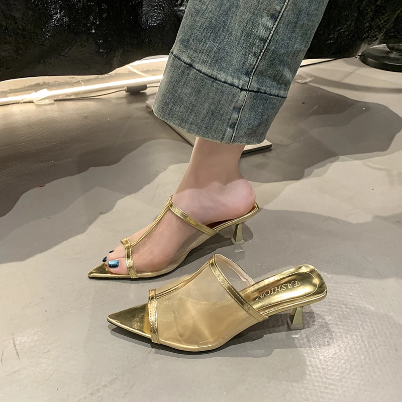 2025 Transparent Silk Gauze Slides Woman Bling Lace Mesh Pointed Toe High Heel Slipper Sandals Ladies Evening Party Pump Shoes
2025 Transparent Silk Gauze Slides Woman Bling Lace Mesh Pointed Toe High Heel Slipper Sandals Ladies Evening Party Pump Shoes