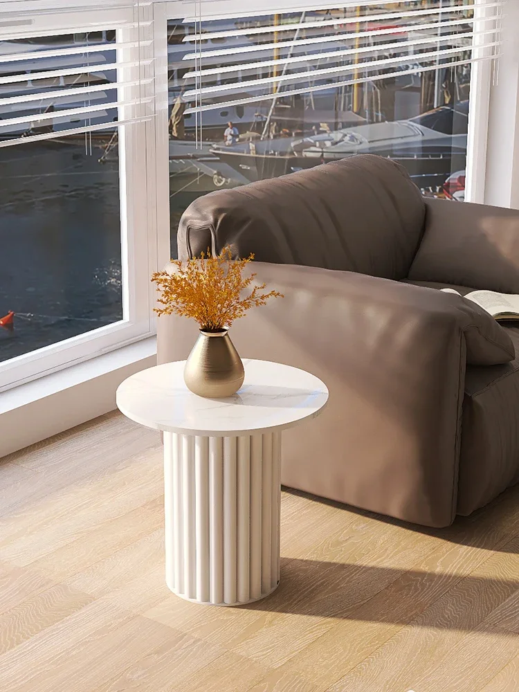 Лаосский столик-подставка, роскошный простой современный итальянский круглый стол, гостиная, диван, Мраморная каменная плита, Маленький журнальный столик