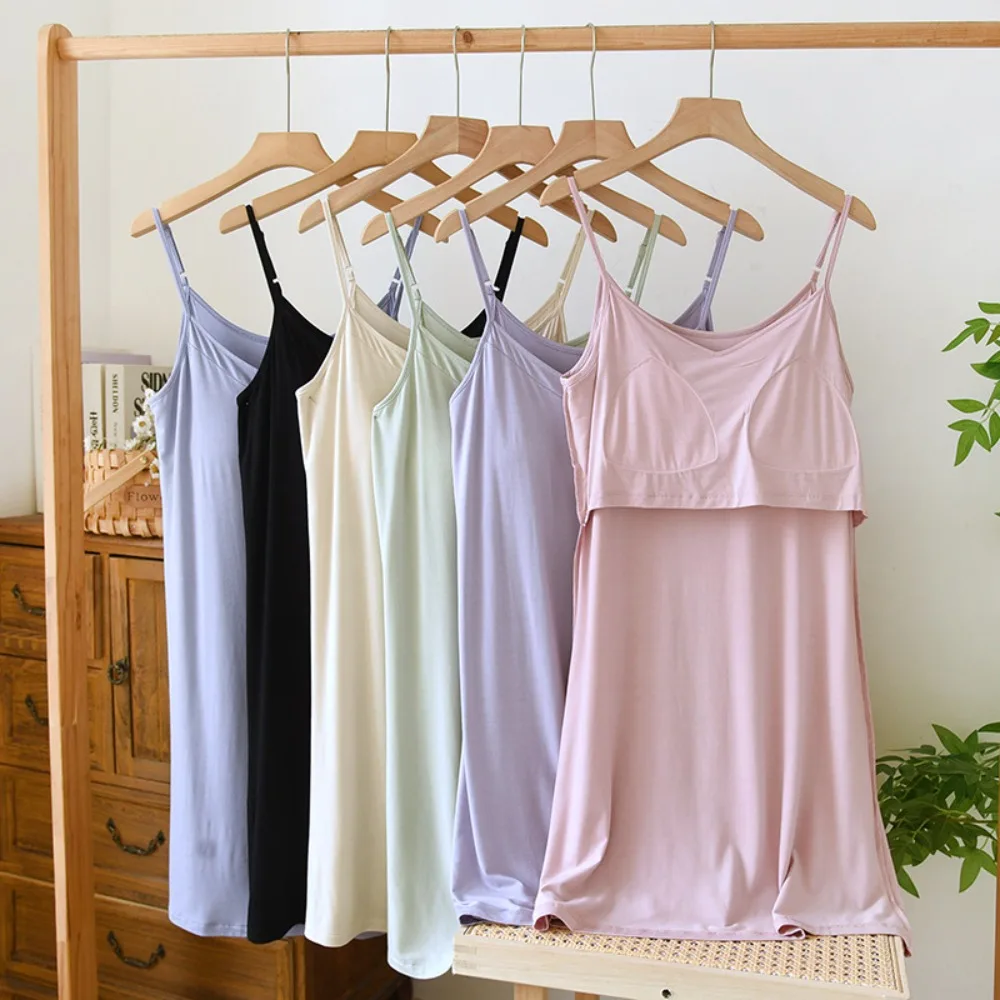 Modal Women's Sleepwear Summer Sleeveless One Piece Pajamas Dress Nightie with Bra Nightdress Home Wear Woman Night Clothes
Modal Women's Sleepwear Summer Sleeveless One Piece Pajamas Dress Nightie with Bra Nightdress Home Wear Woman Night Clothes