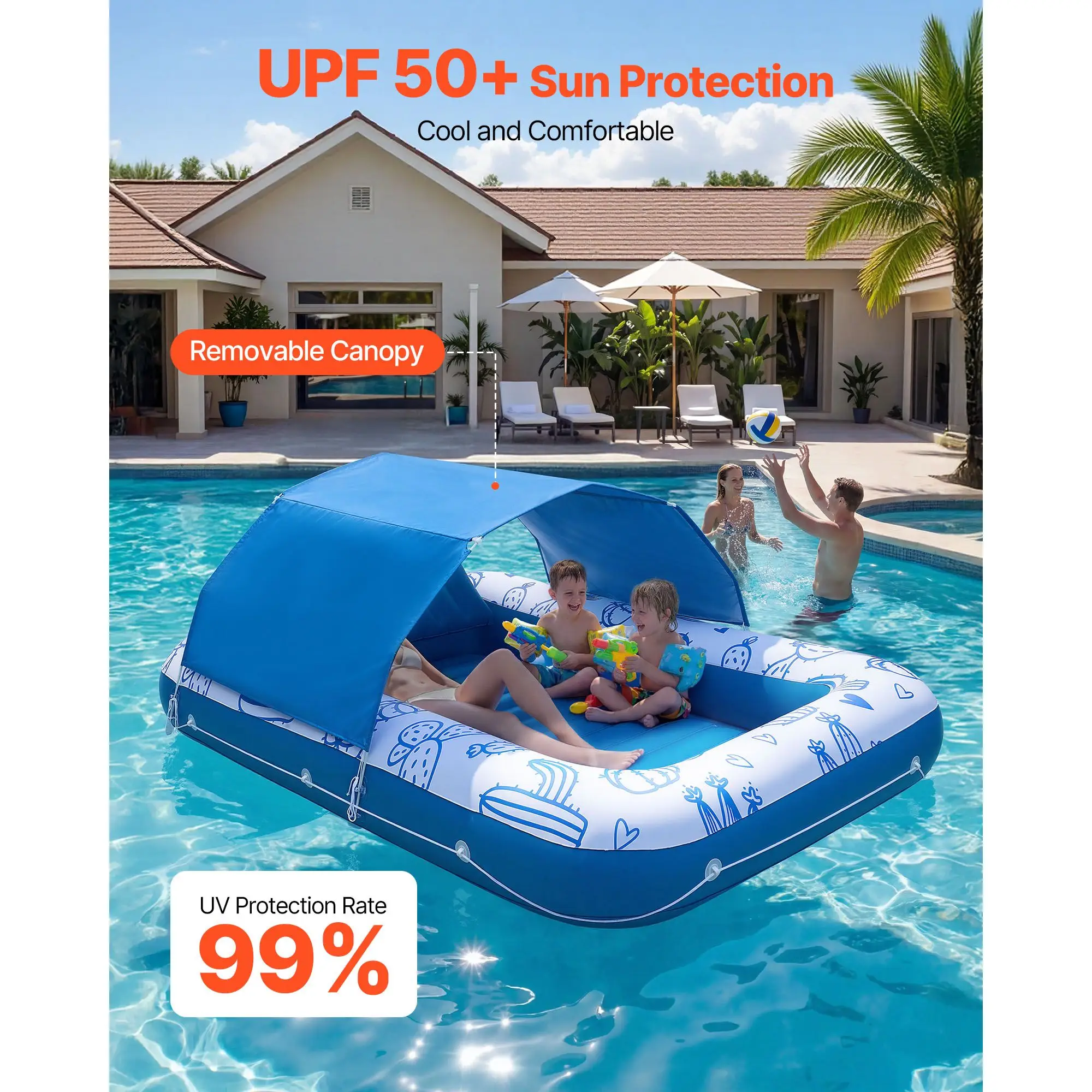 Inflatable Pool Float with UPF 50+ Canopy, 82" x 55" Large Tanning Pool Floating Lounger for Adults, 550LBS Capacity Sunbathing Lounger Floaties with Pillow, Phone & Cup Holder for Water Fun
Inflatable Pool Float with UPF 50+ Canopy, 82" x 55" Large Tanning Pool Floating Lounger for Adults, 550LBS Capacity Sunbathing Lounger Floaties with Pillow, Phone & Cup Holder for Water Fun