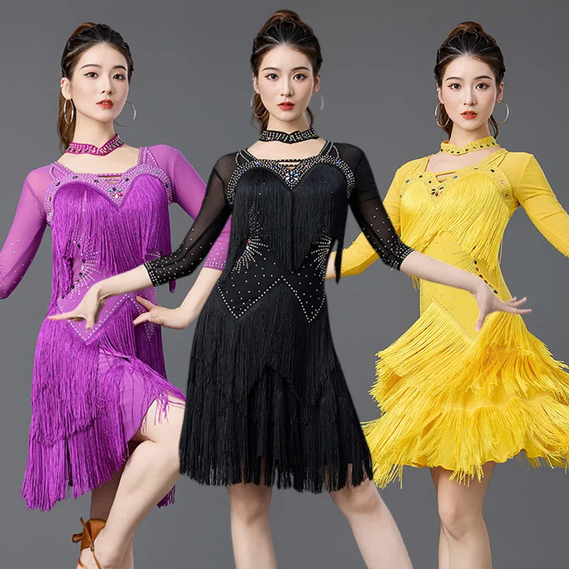 New Latin Dance Dresses For Women Competition Clothing Cha Cha Rumba Samba Performance Outfit Red Rhinestone Fringe Dress 4159
New Latin Dance Dresses For Women Competition Clothing Cha Cha Rumba Samba Performance Outfit Red Rhinestone Fringe Dress 4159